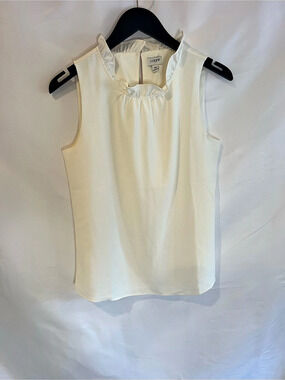 J.Crew Ruffle-neck shell in satin-crepe Shell Blouse Cream XS